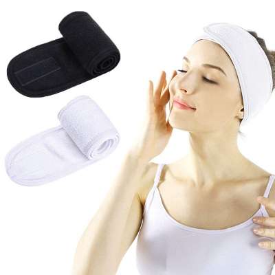 Makeup Shower Bath Wrap Sport Headband Terry Cloth Adjustable Stretch Towel with Magic Tape