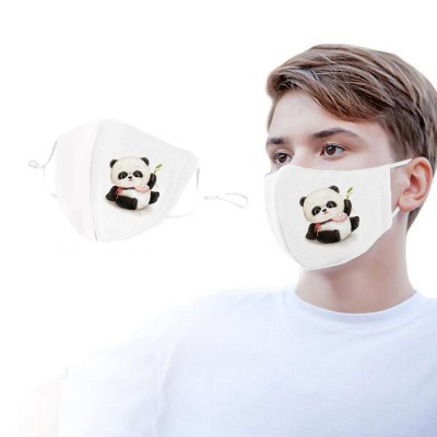 Reusable Fabric Cloth Panda Cute Designer Breathable Black Cotton Face Mask Facemask With Pocket Filter